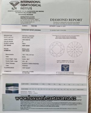 Přírodní diamant o váze 2,00ct 2