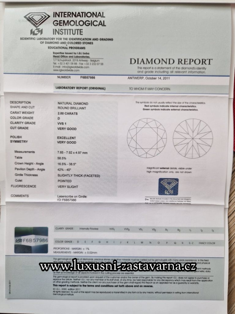 Přírodní diamant o váze 2,00ct 2