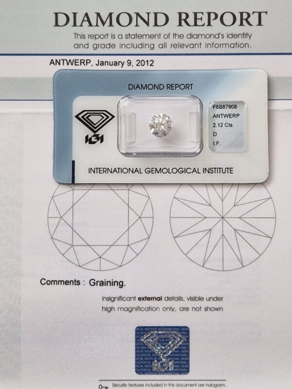 Přírodní diamant o váze 2,12ct 1